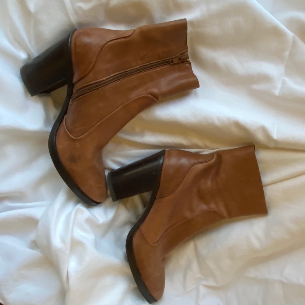 Brown leather boots